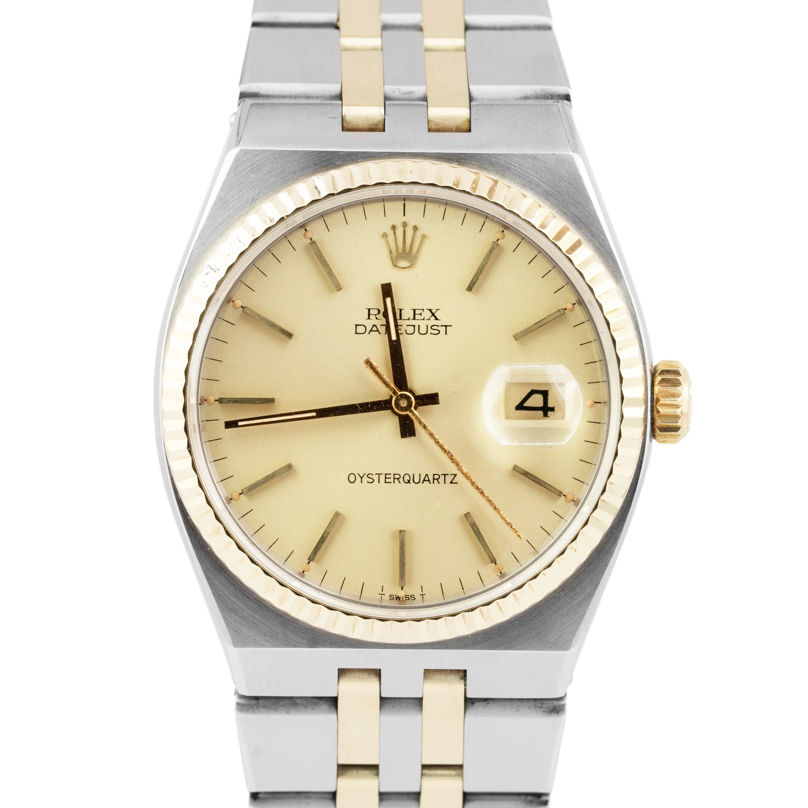 Rolex Oysterquartz DateJust Two-Tone 18K Yellow Gold Stainless Steel Watch 17013