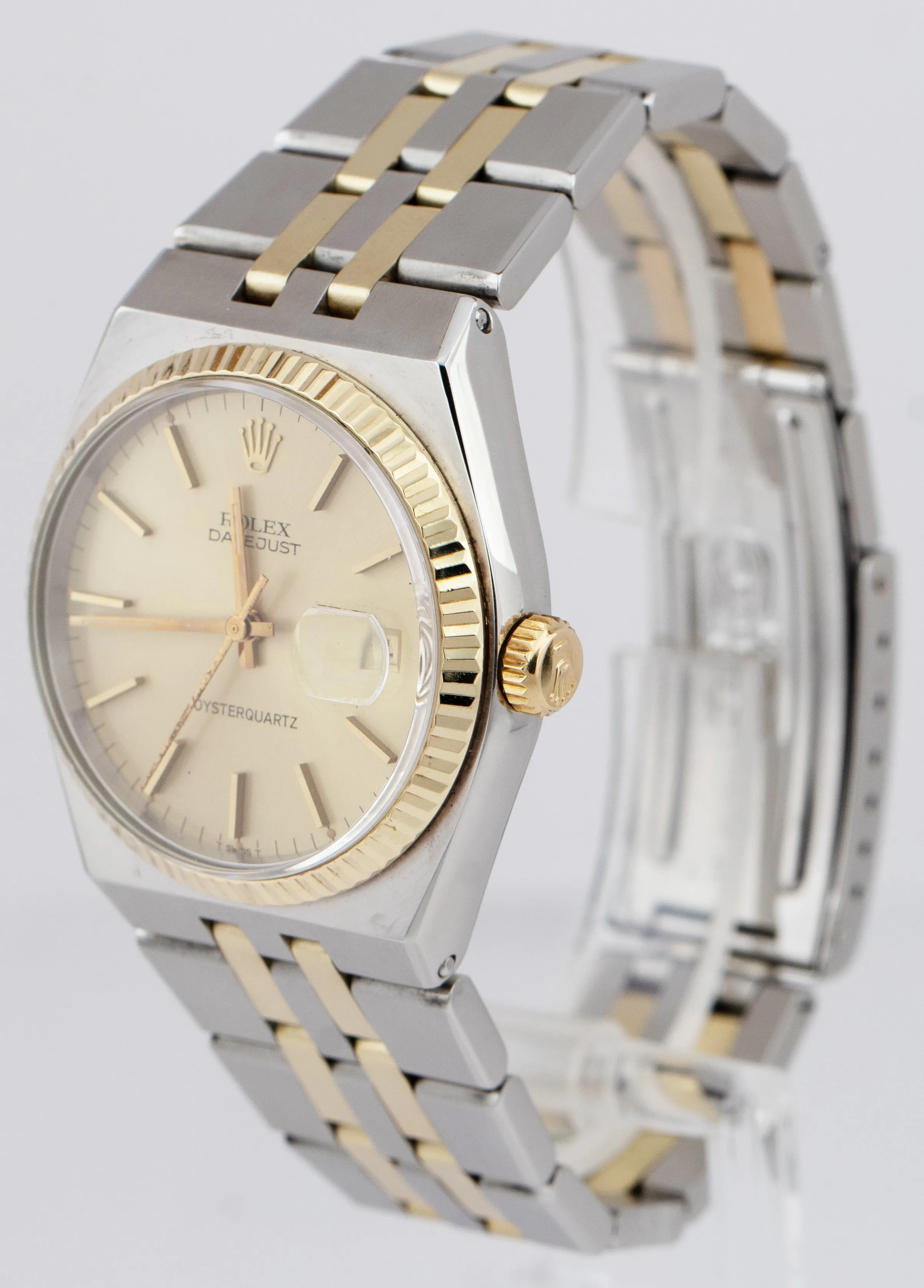 Rolex Oysterquartz DateJust Two-Tone 18K Yellow Gold Stainless Steel Watch 17013