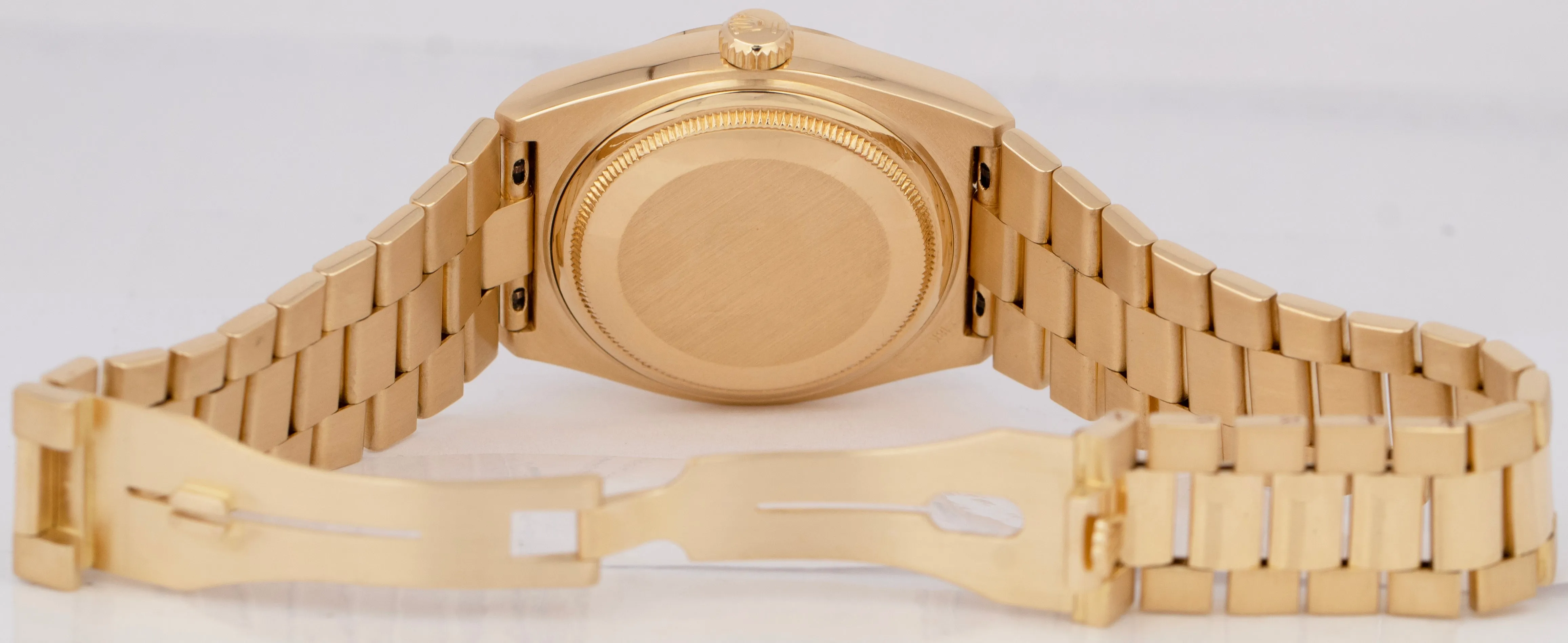 Rolex OysterQuartz Day-Date President Black Diamond 18K Gold 36mm Watch 19018