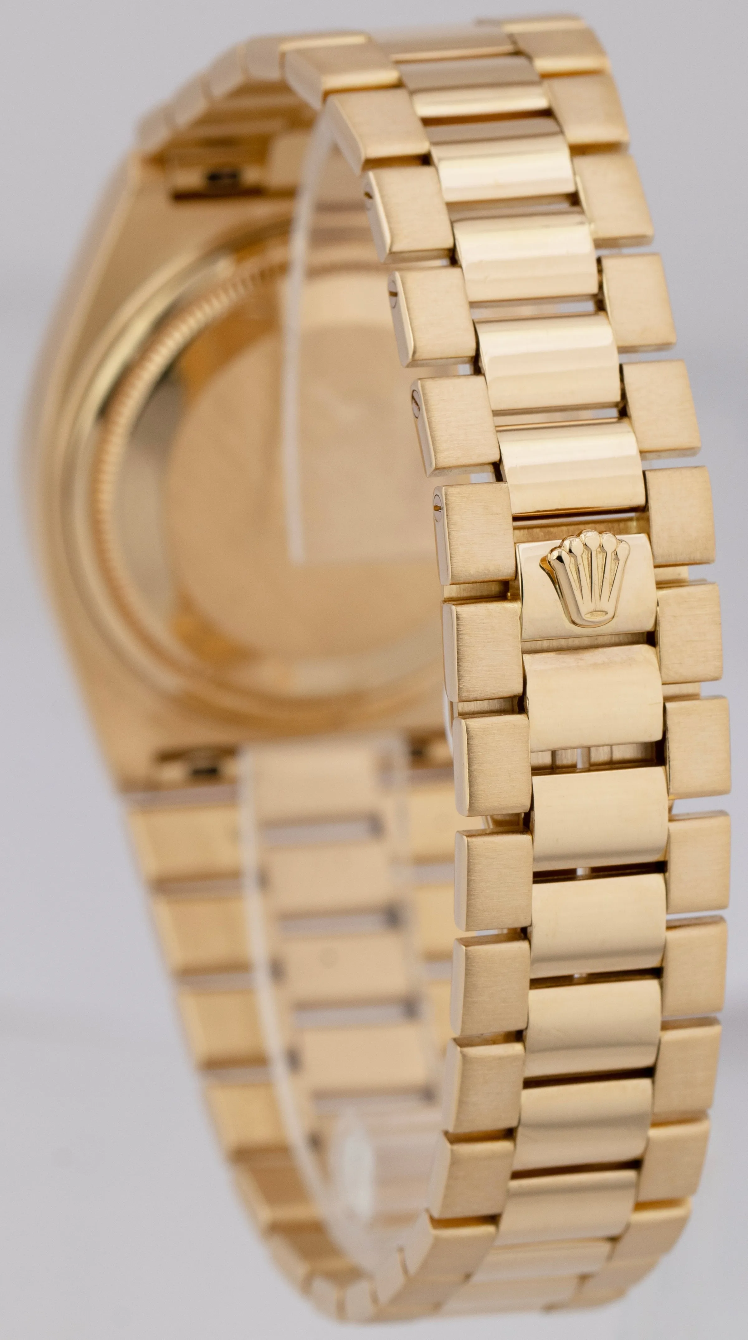 Rolex OysterQuartz Day-Date President Black Diamond 18K Gold 36mm Watch 19018