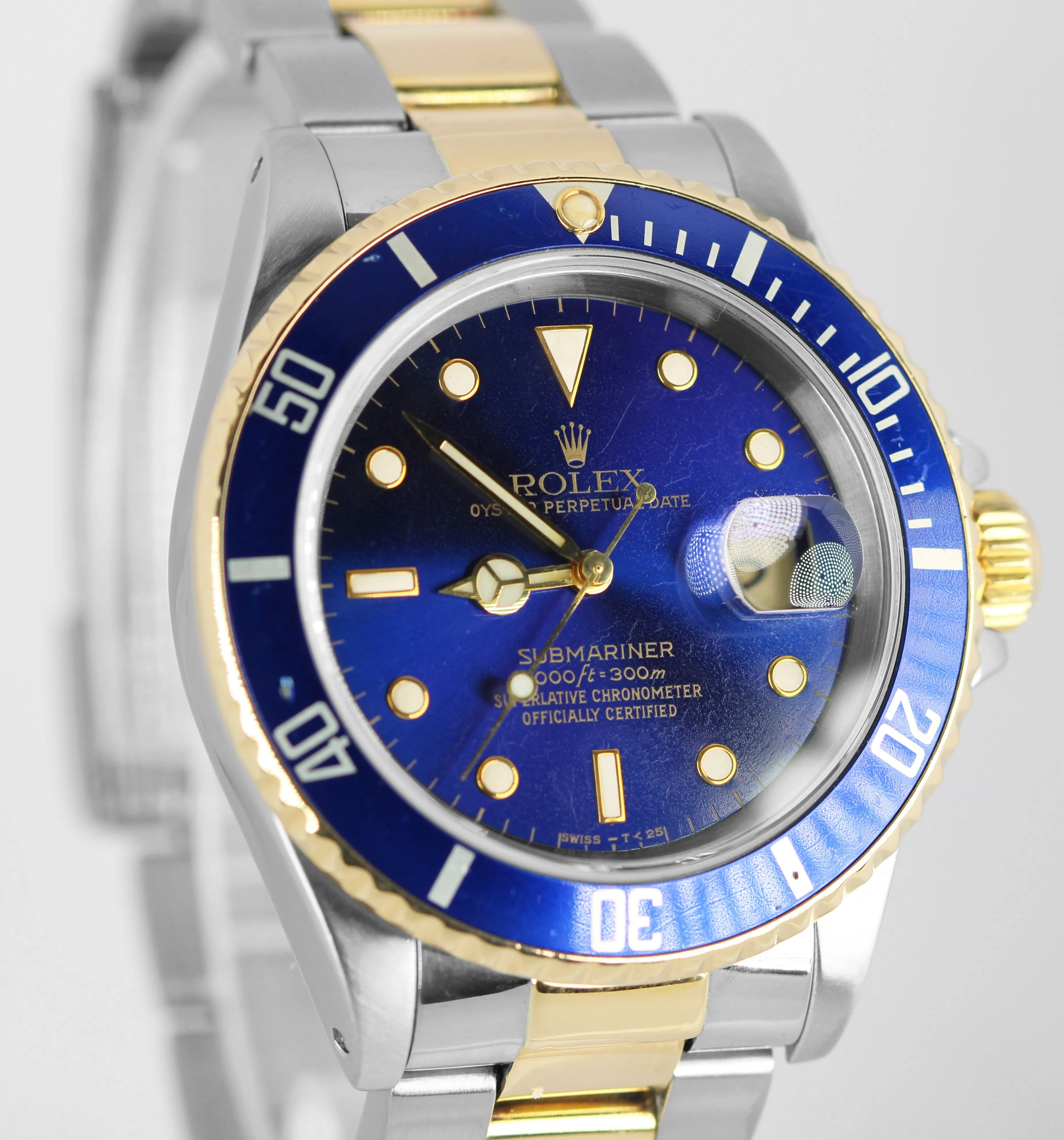 Rolex Submariner Date Two-Tone 18k Yellow Gold Steel Blue 40mm 16613LB Watch