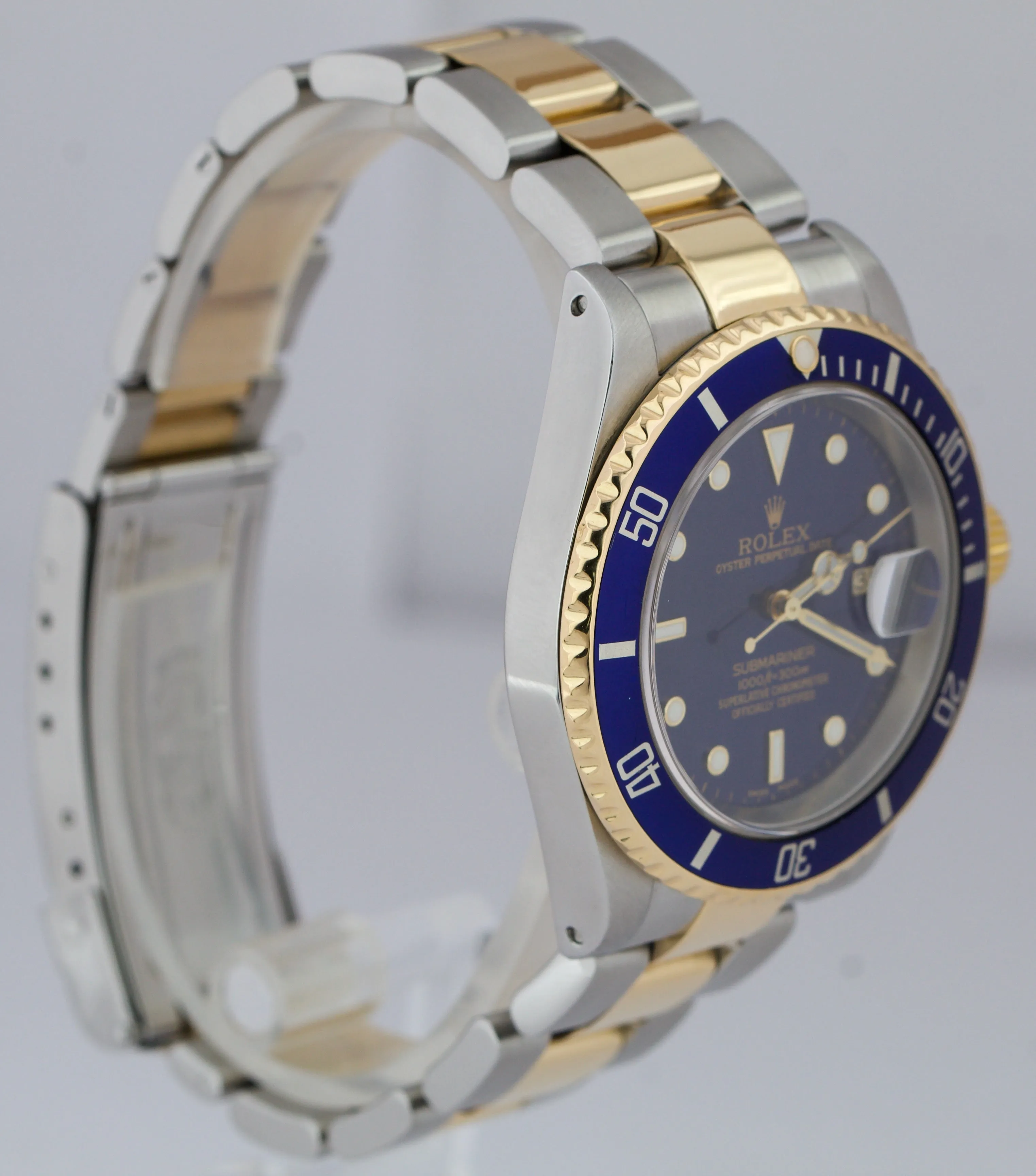 Rolex Submariner Date Two-Tone Stainless Gold BUCKLE BLUE DIAL 40mm Watch 16613