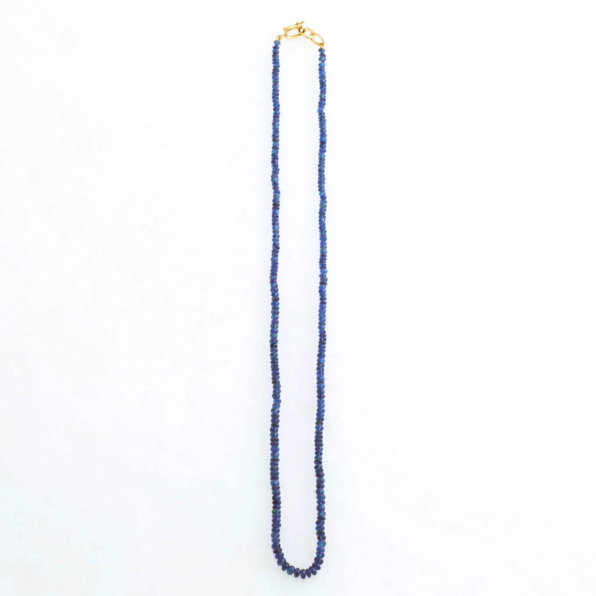 Rondelle Sapphire Blue Necklace 18K Yellow Gold, 20"