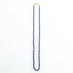 Rondelle Sapphire Blue Necklace 18K Yellow Gold, 20"