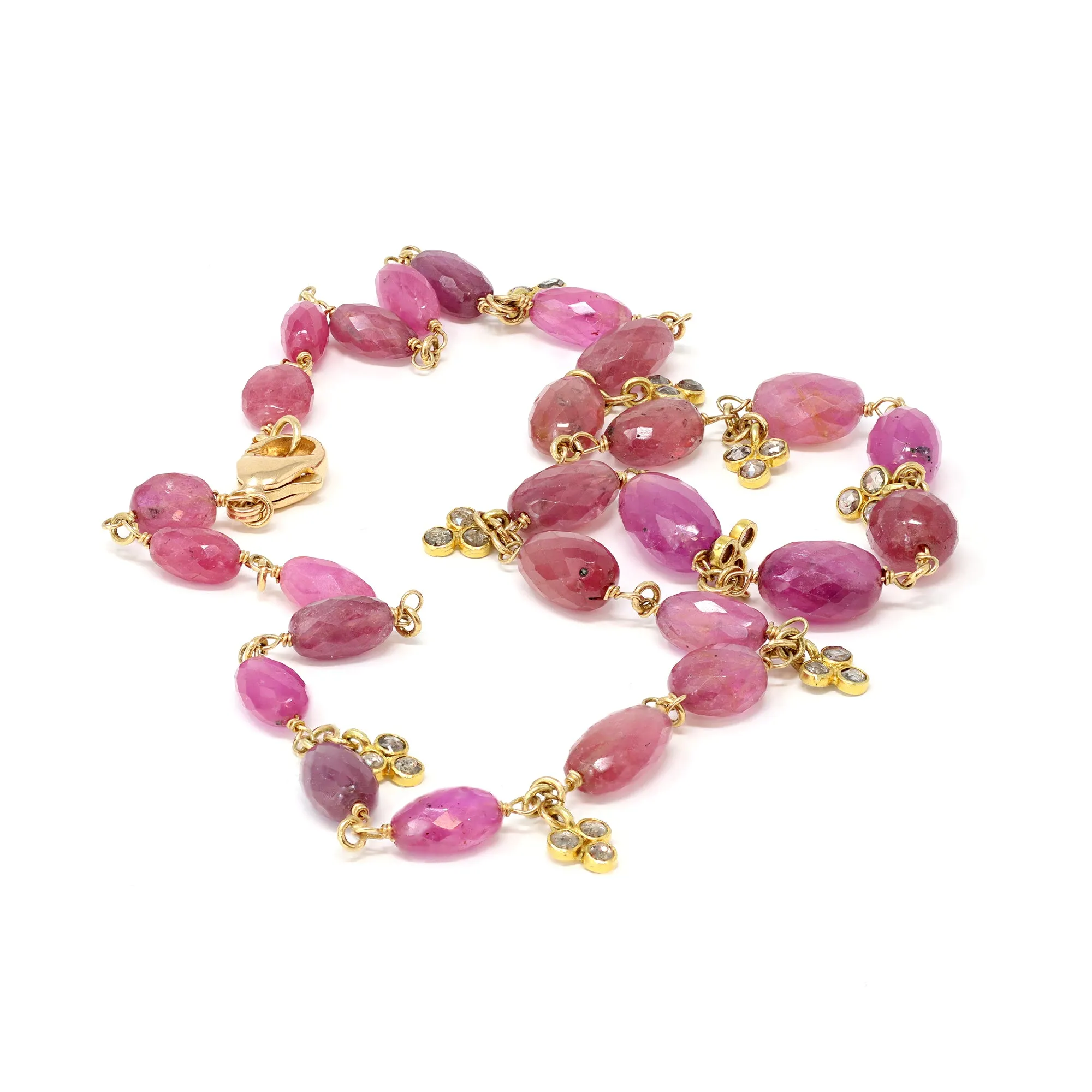 Rosaria Varra Pink Sapphire Bead and Diamond Necklace