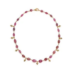 Rosaria Varra Pink Sapphire Bead and Diamond Necklace