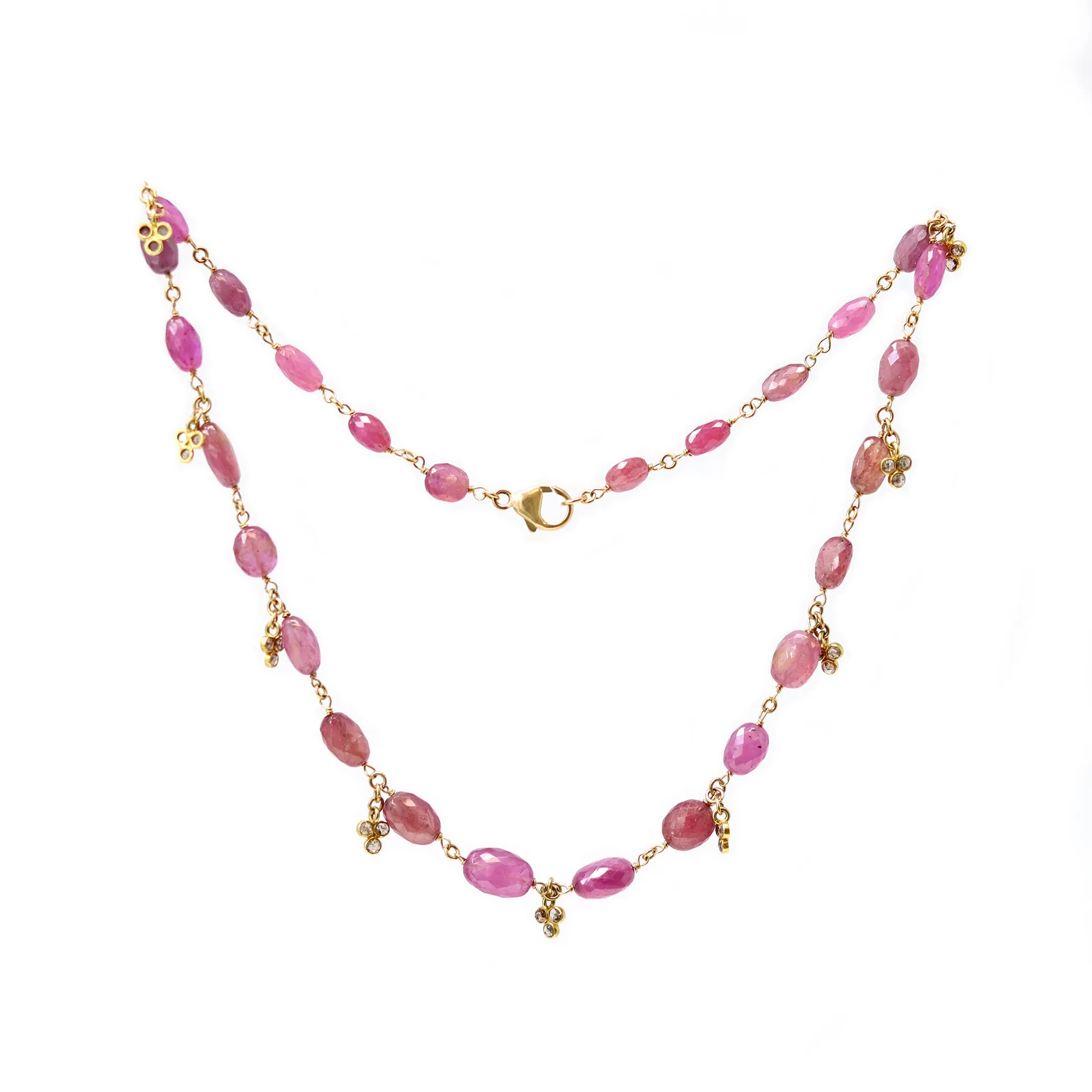 Rosaria Varra Pink Sapphire Bead and Diamond Necklace