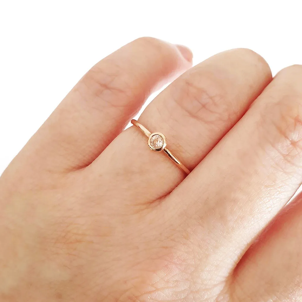 Rose Gold Bezel Set Morganite Stacking Ring