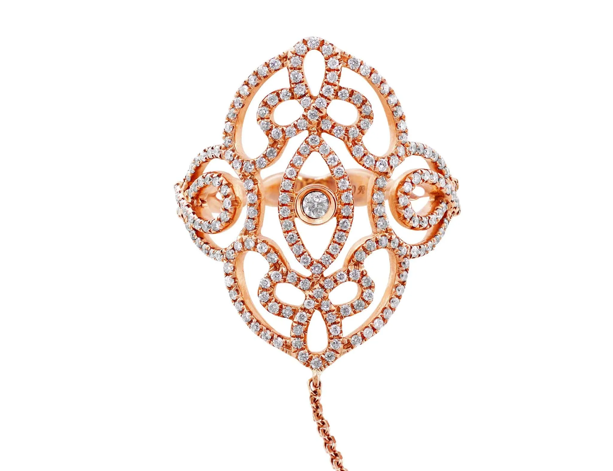 Rose Gold Lace Diamond Ring and Bracelet