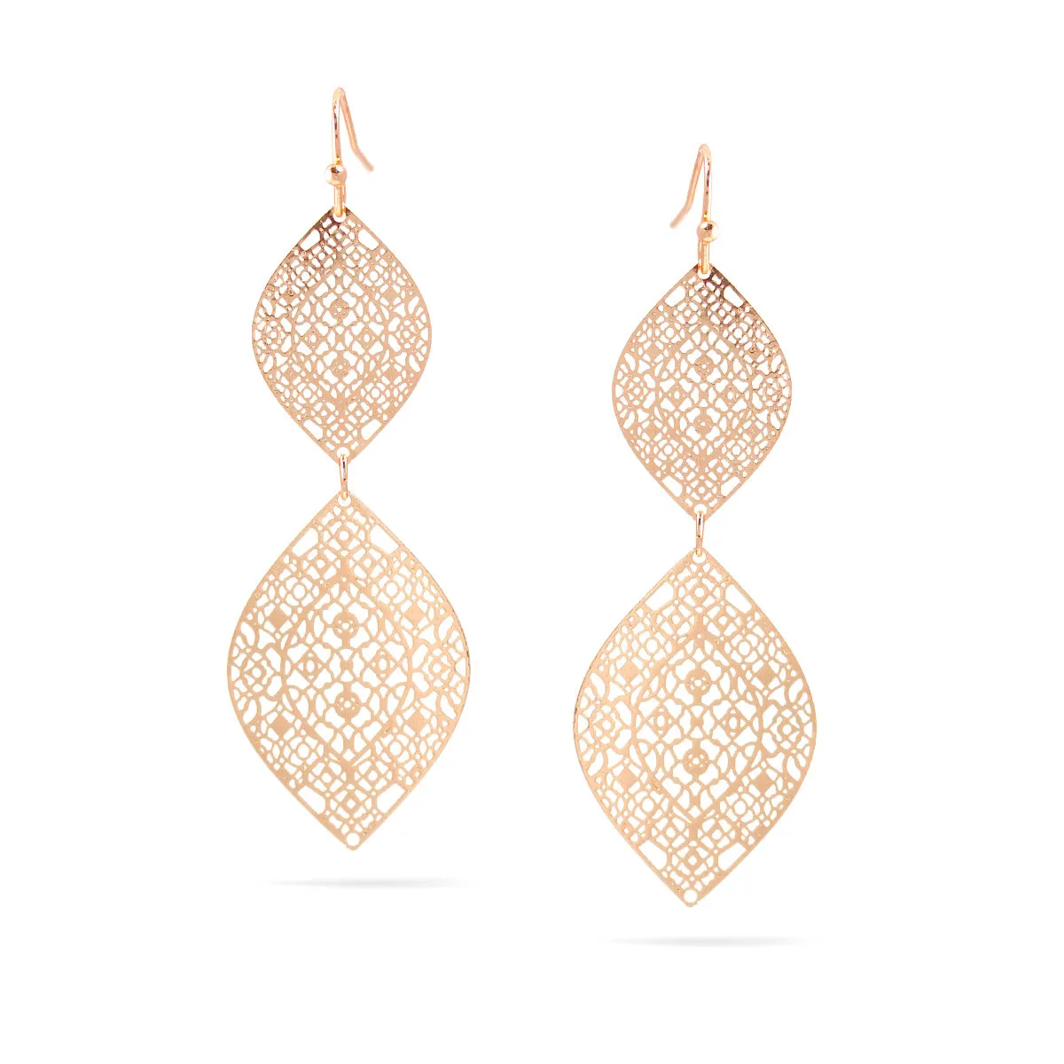 ROSE GOLD LEAF DROP EARRINGS #SWKK-11205RG (AE18)