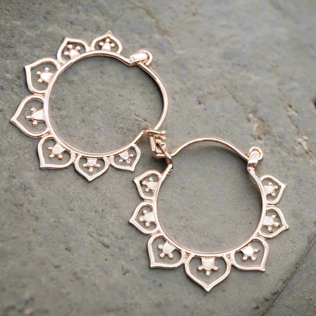 Rose Gold Lotus Hoops