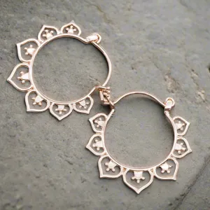 Rose Gold Lotus Hoops