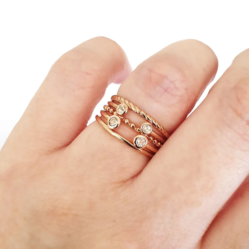 Rose Gold Open Double Bezel 2.5mm Morganite Stacking Ring