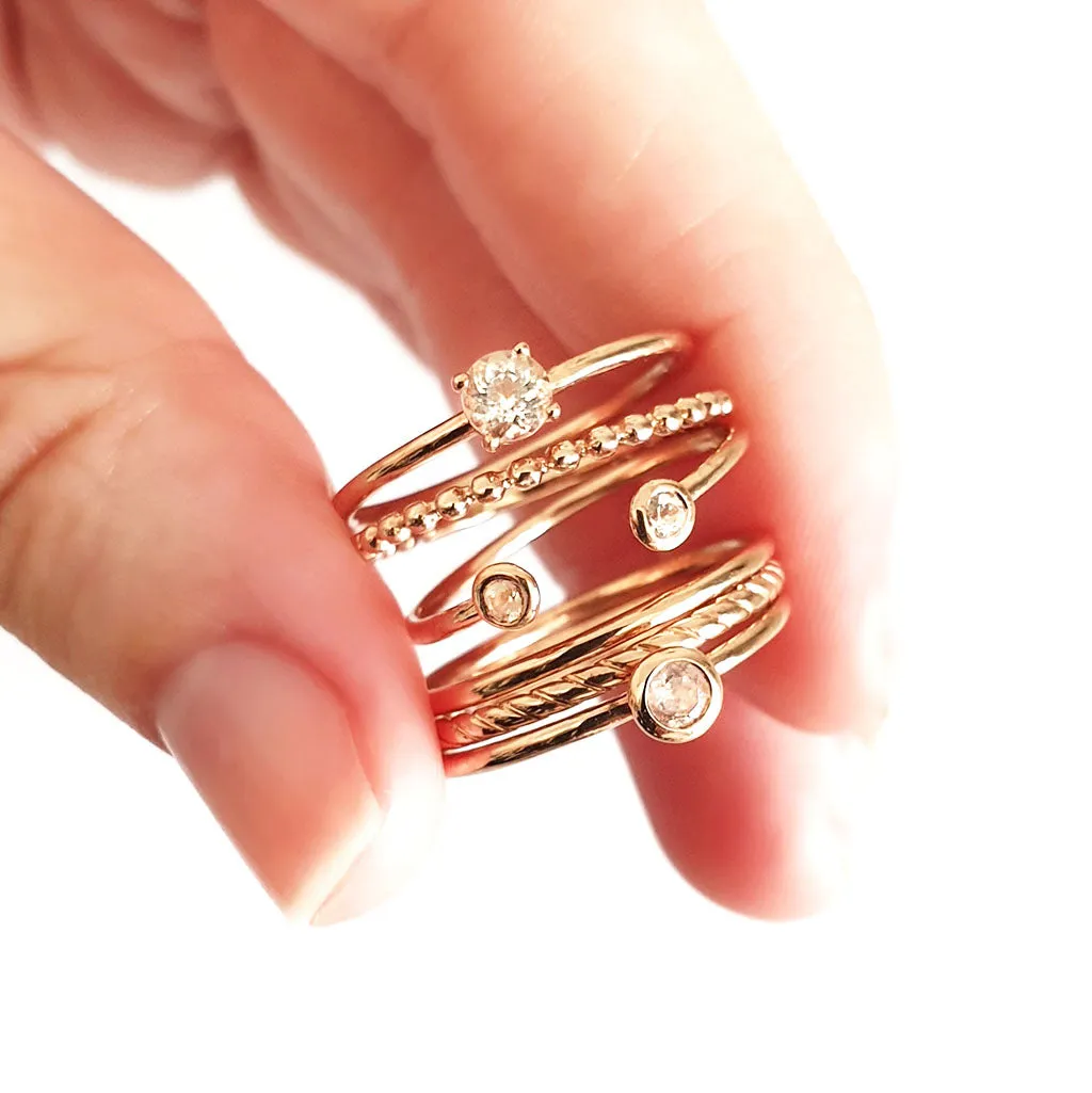 Rose Gold Open Double Bezel 2.5mm Morganite Stacking Ring