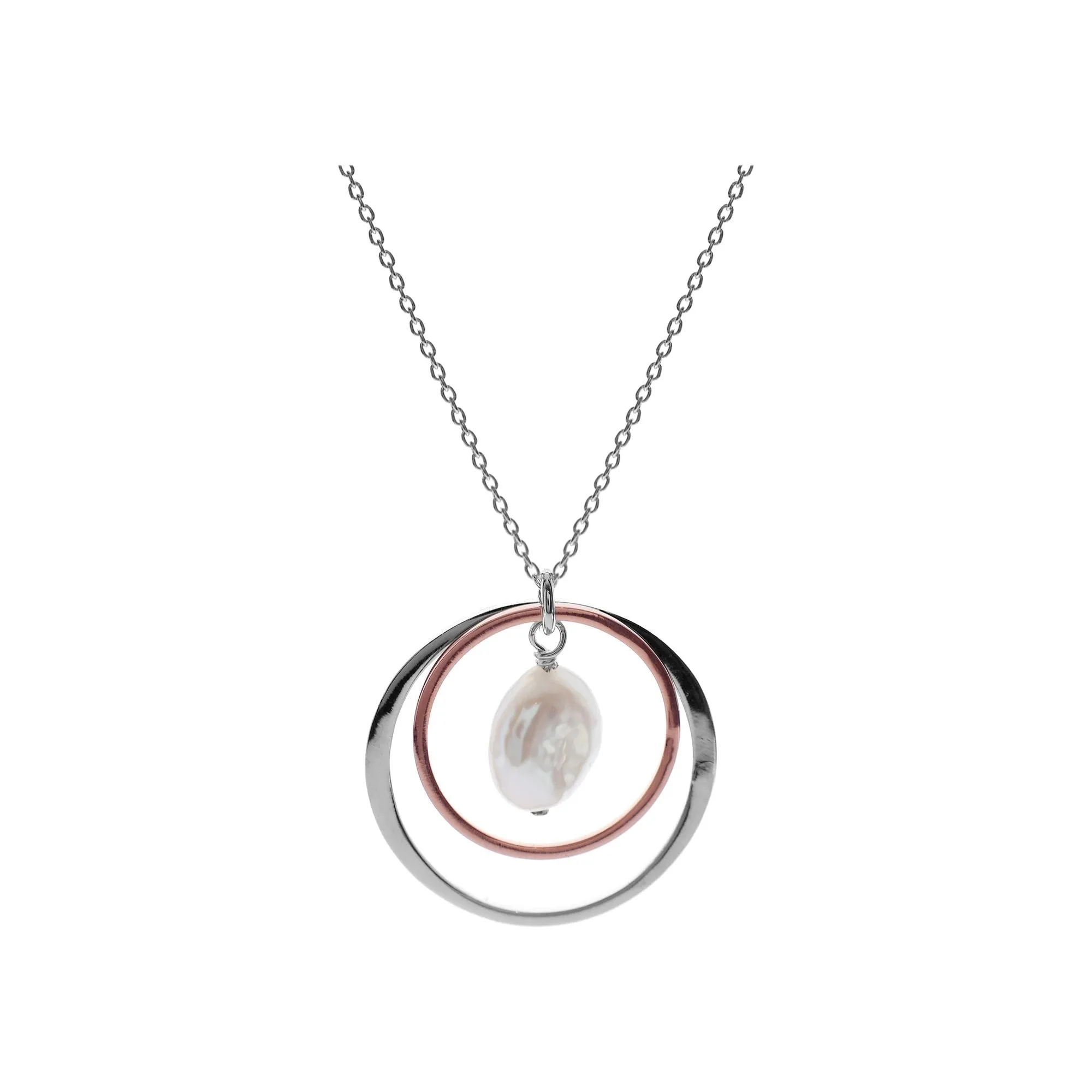 Rose gold plated ring pendant with coin pearl