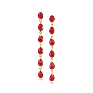 Ross-Simons Ruby Drop Earrings in 18kt Gold Over Sterling