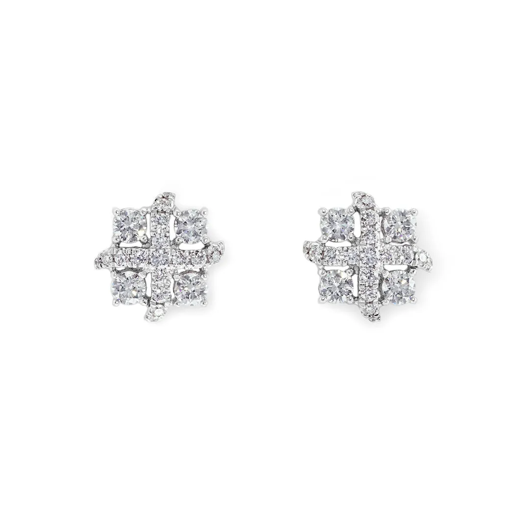 Round Brilliant Cut Diamond Earrings in White Gold