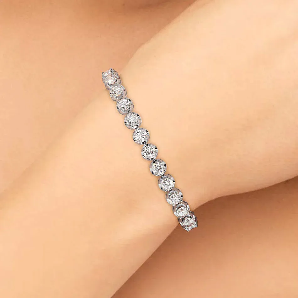 Round Chaton Brilliant cut Diamonds Bracelet