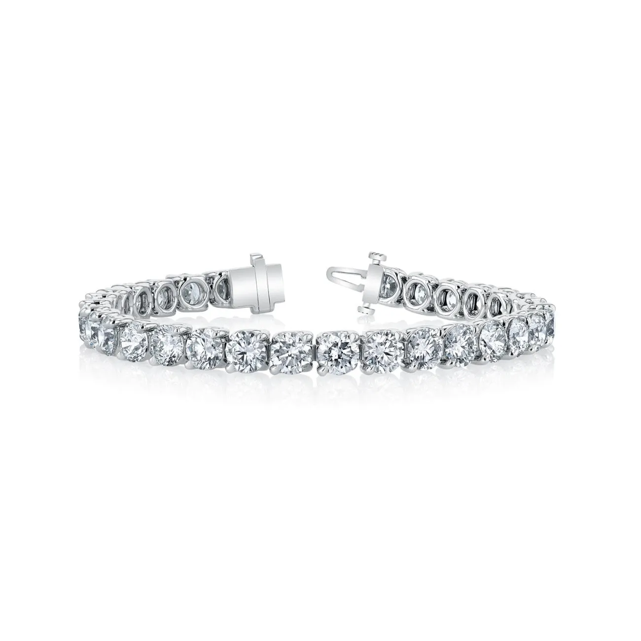 Round Cut Platinum 14.40ct Diamond Tennis Bracelet