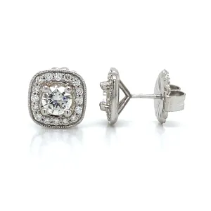 ROUND DIAMOND HALO STUD EARRINGS (1.12 ct. tw.) in 14K White Gold