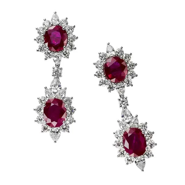 Ruby & Diamond Drop Earring