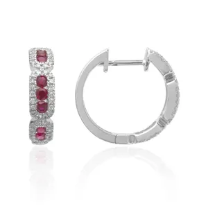 RUBY & DIAMOND HUGGIE HOOP