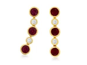 Ruby and Diamond Drop Earrings