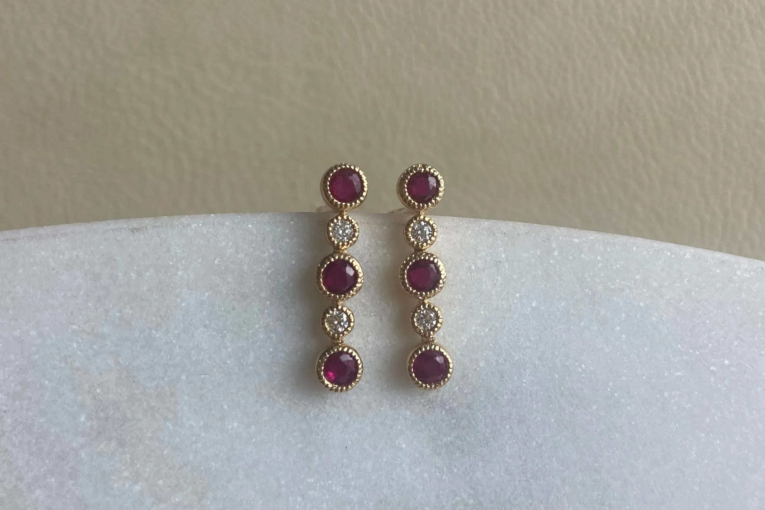 Ruby and Diamond Drop Earrings
