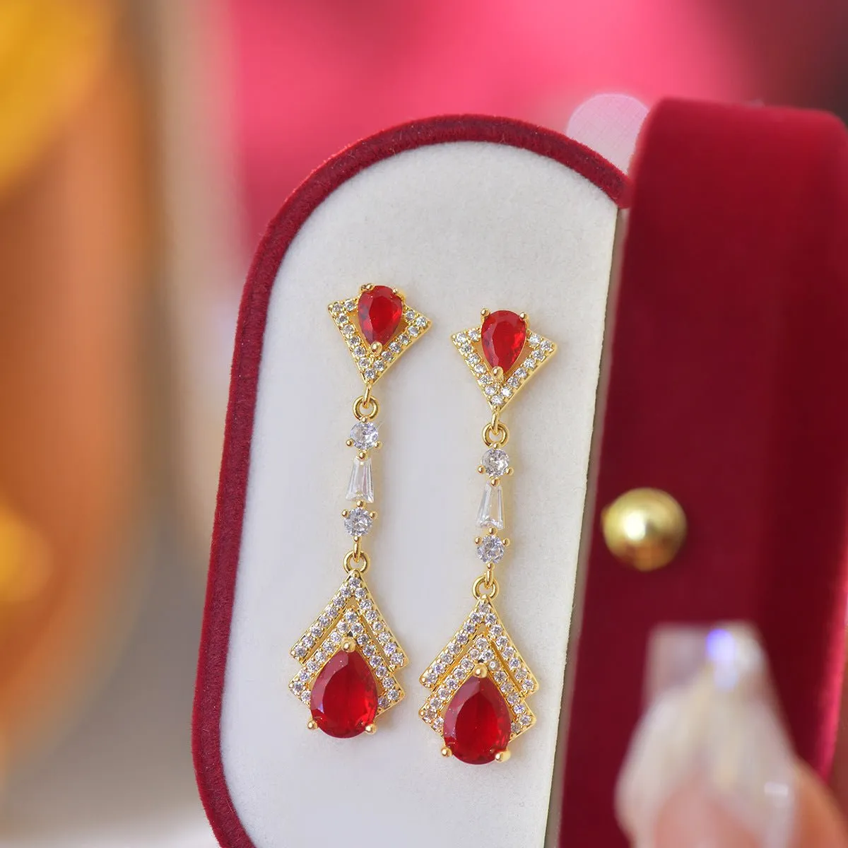 Ruby Baroque Drop Earrings - Marisa