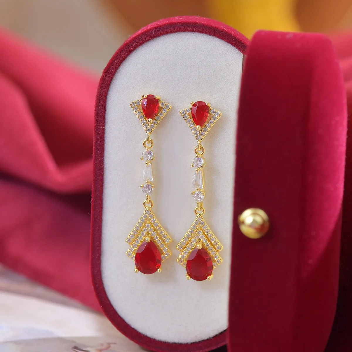 Ruby Baroque Drop Earrings - Marisa