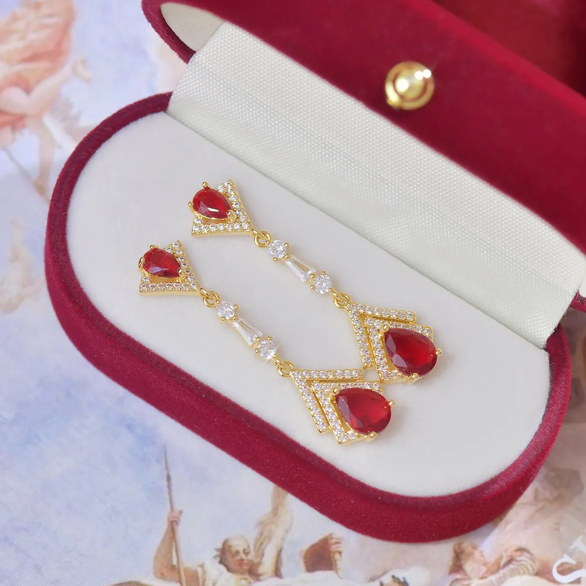 Ruby Baroque Drop Earrings - Marisa