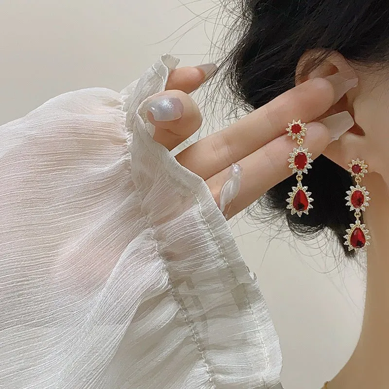 Ruby Baroque Drop Earrings - Rosa