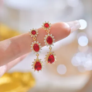 Ruby Baroque Drop Earrings - Rosa