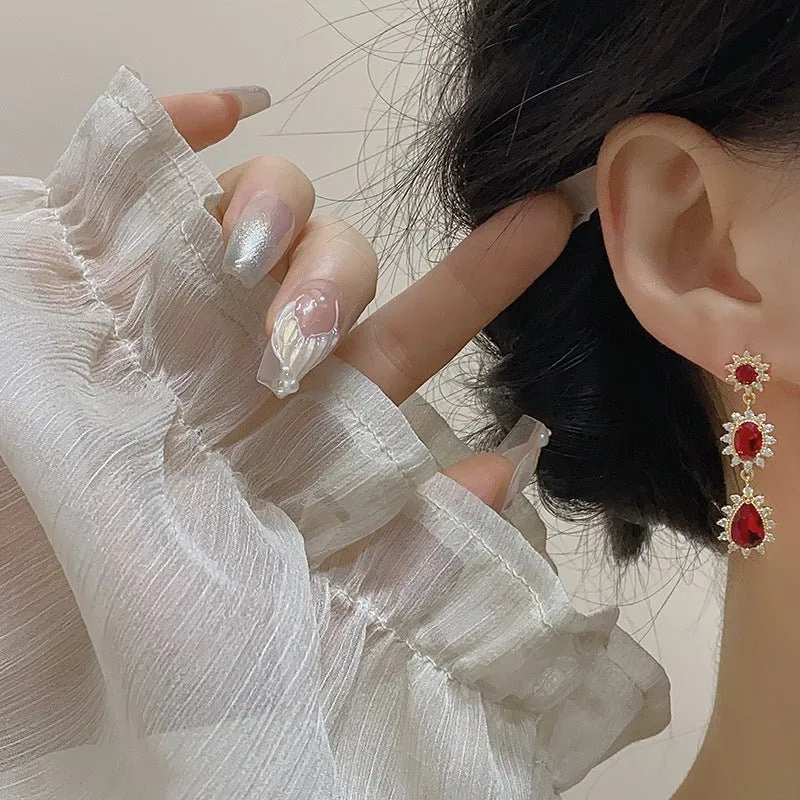 Ruby Baroque Drop Earrings - Rosa