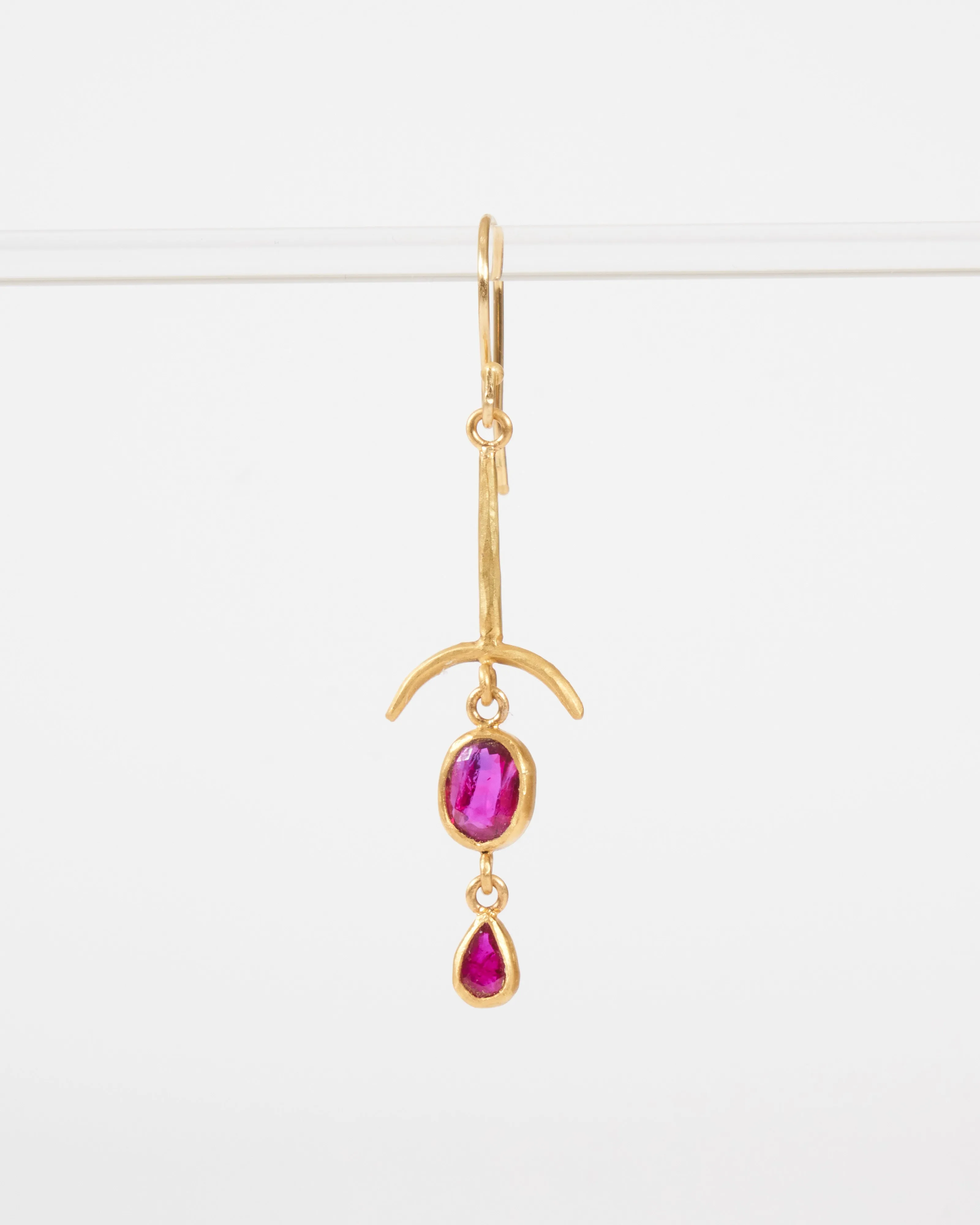 ruby drop bone earrings