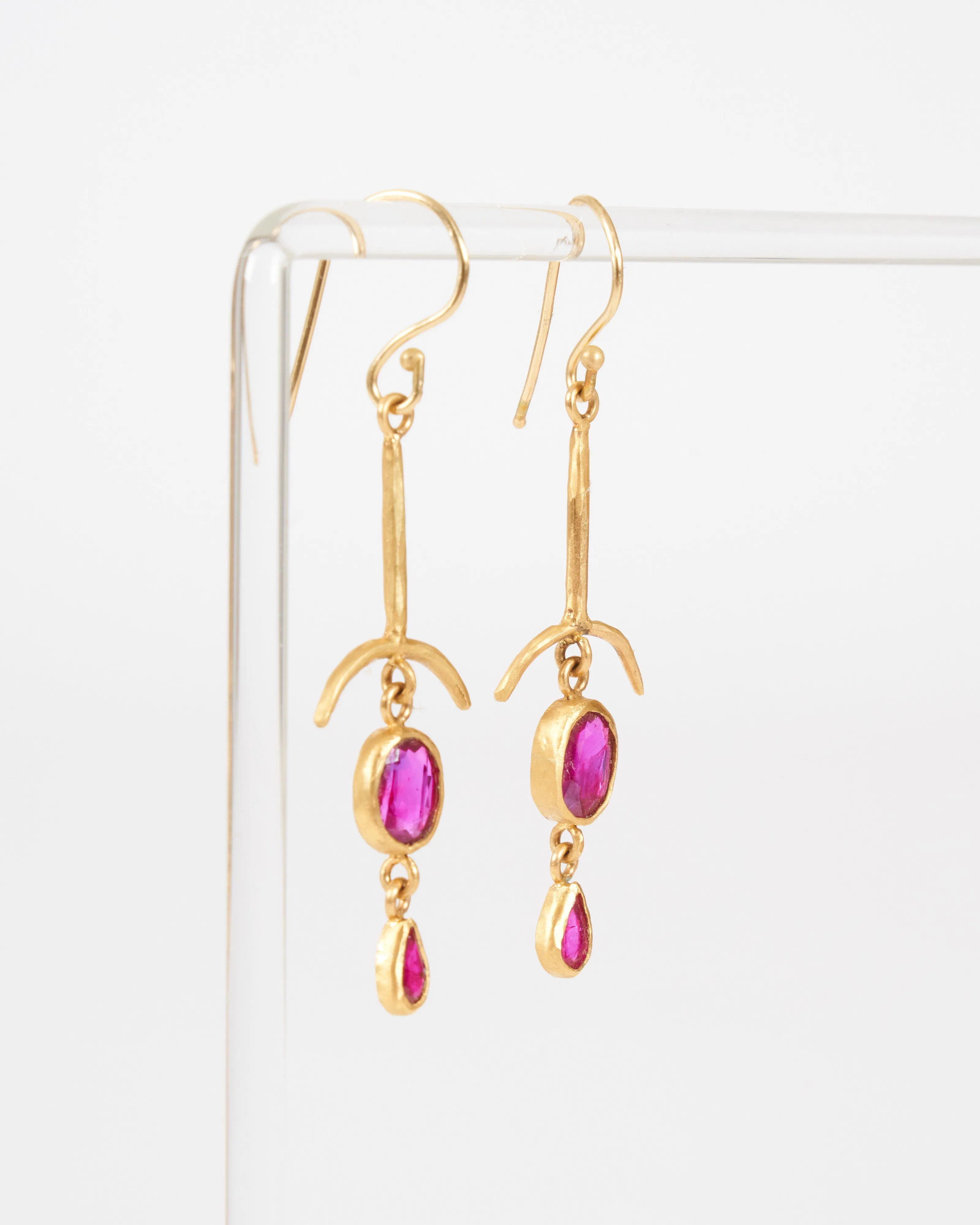 ruby drop bone earrings