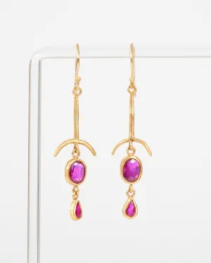 ruby drop bone earrings
