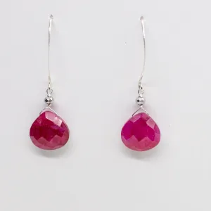 Ruby Droplet Silver Earrings