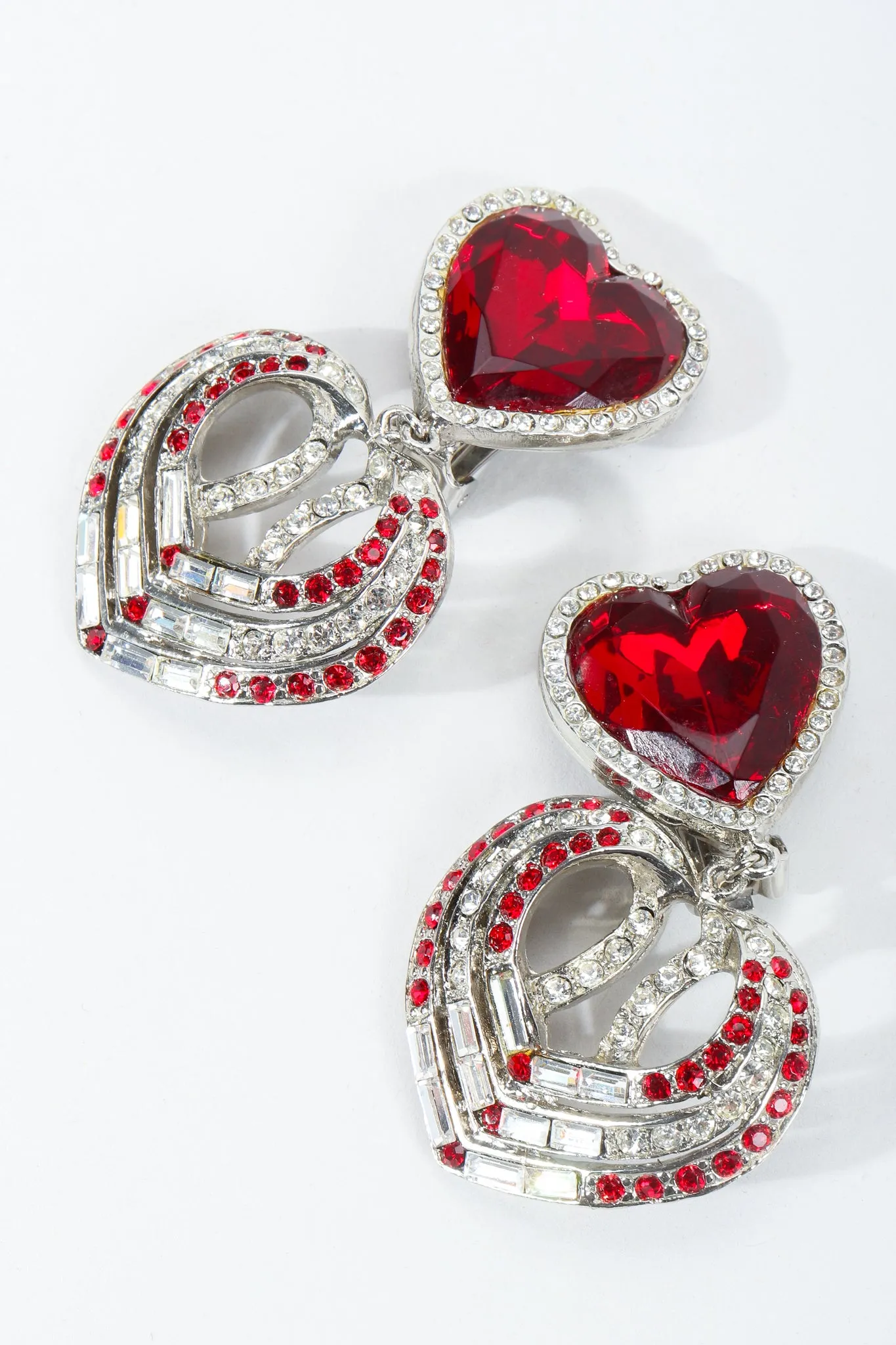 Ruby Heart Drop Earrings