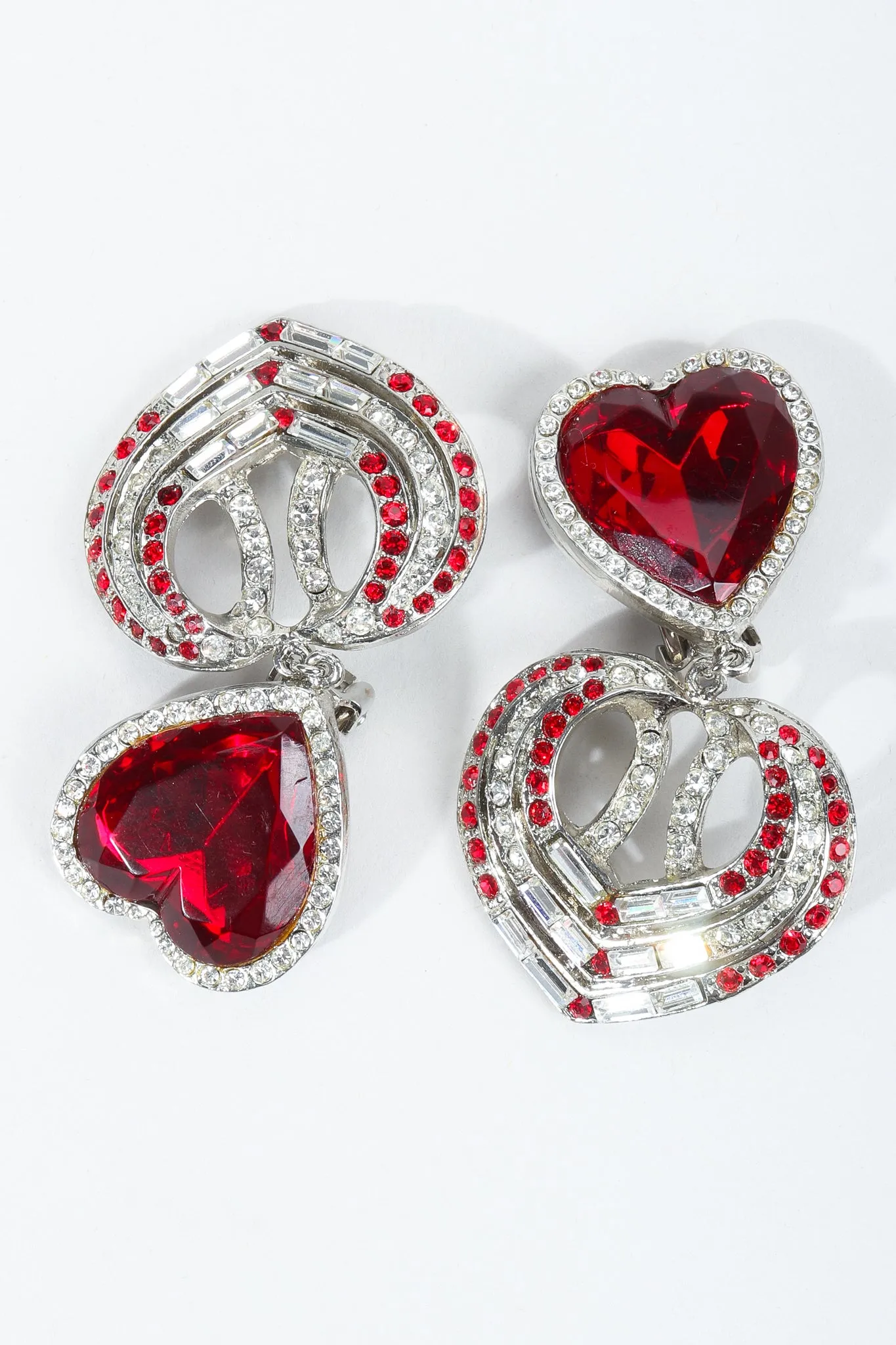 Ruby Heart Drop Earrings