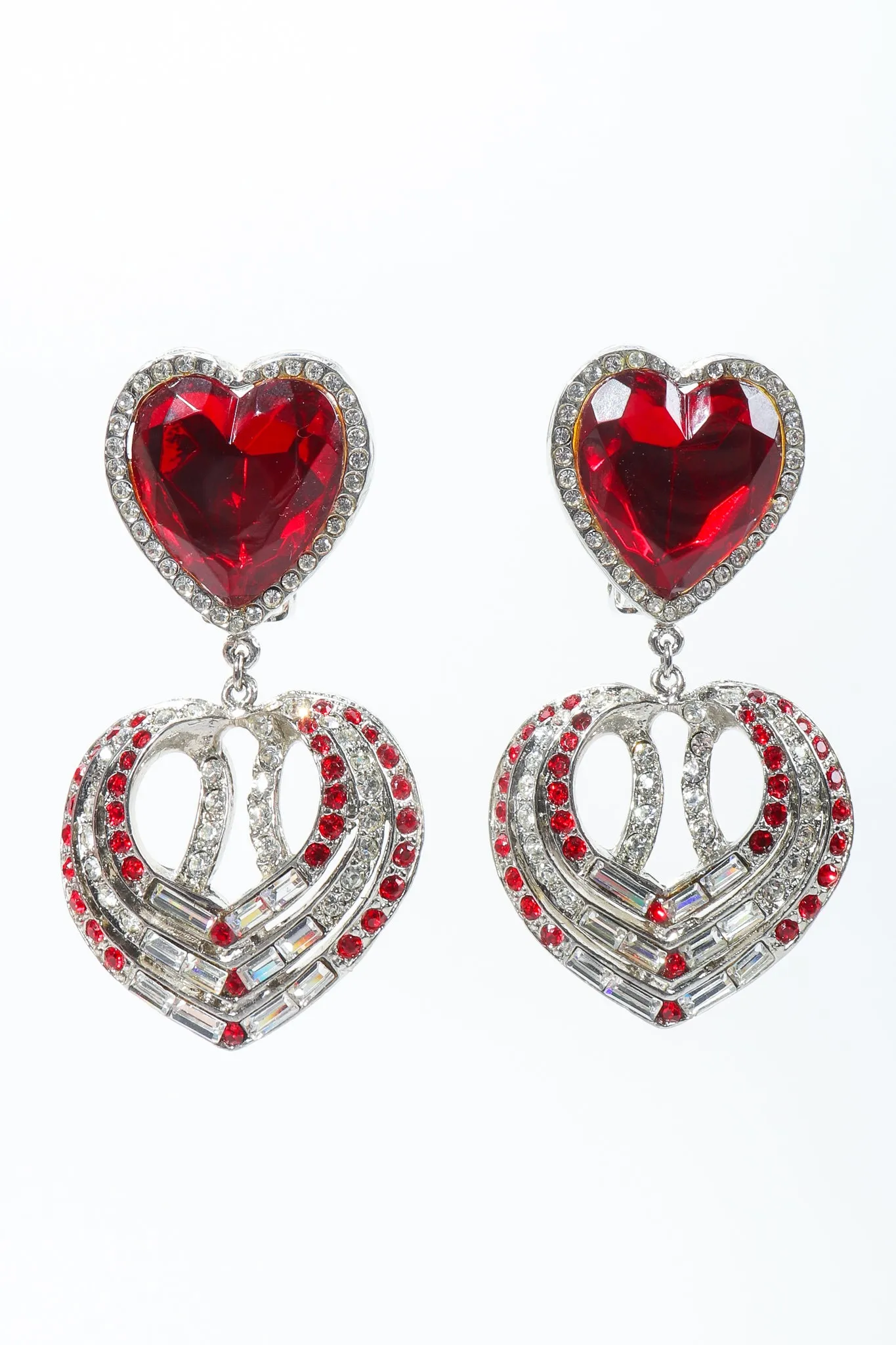 Ruby Heart Drop Earrings