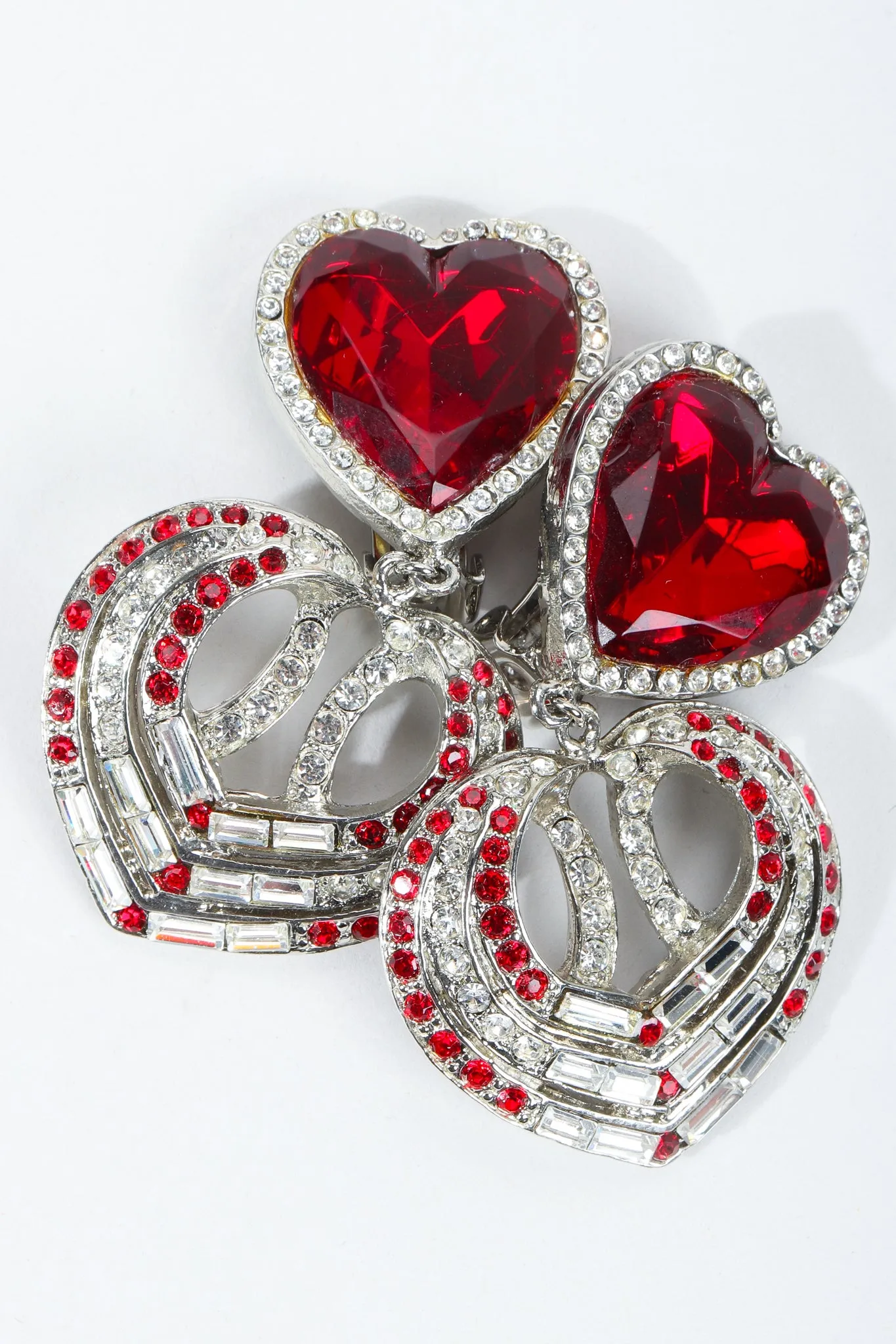 Ruby Heart Drop Earrings