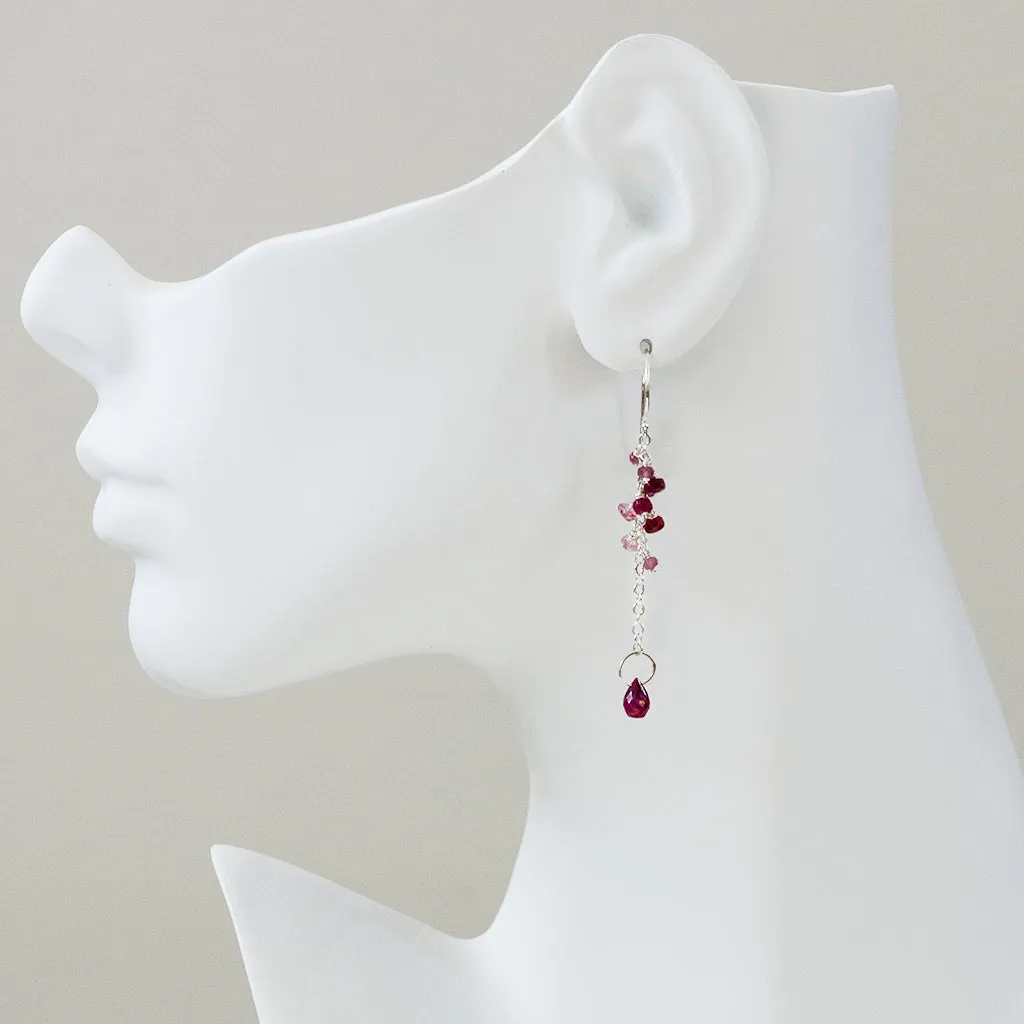 Ruby long drop earring