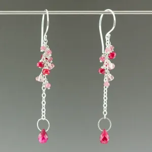 Ruby long drop earring
