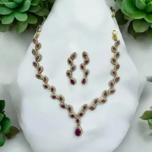 Ruby Radiance Necklace and Earrings Set