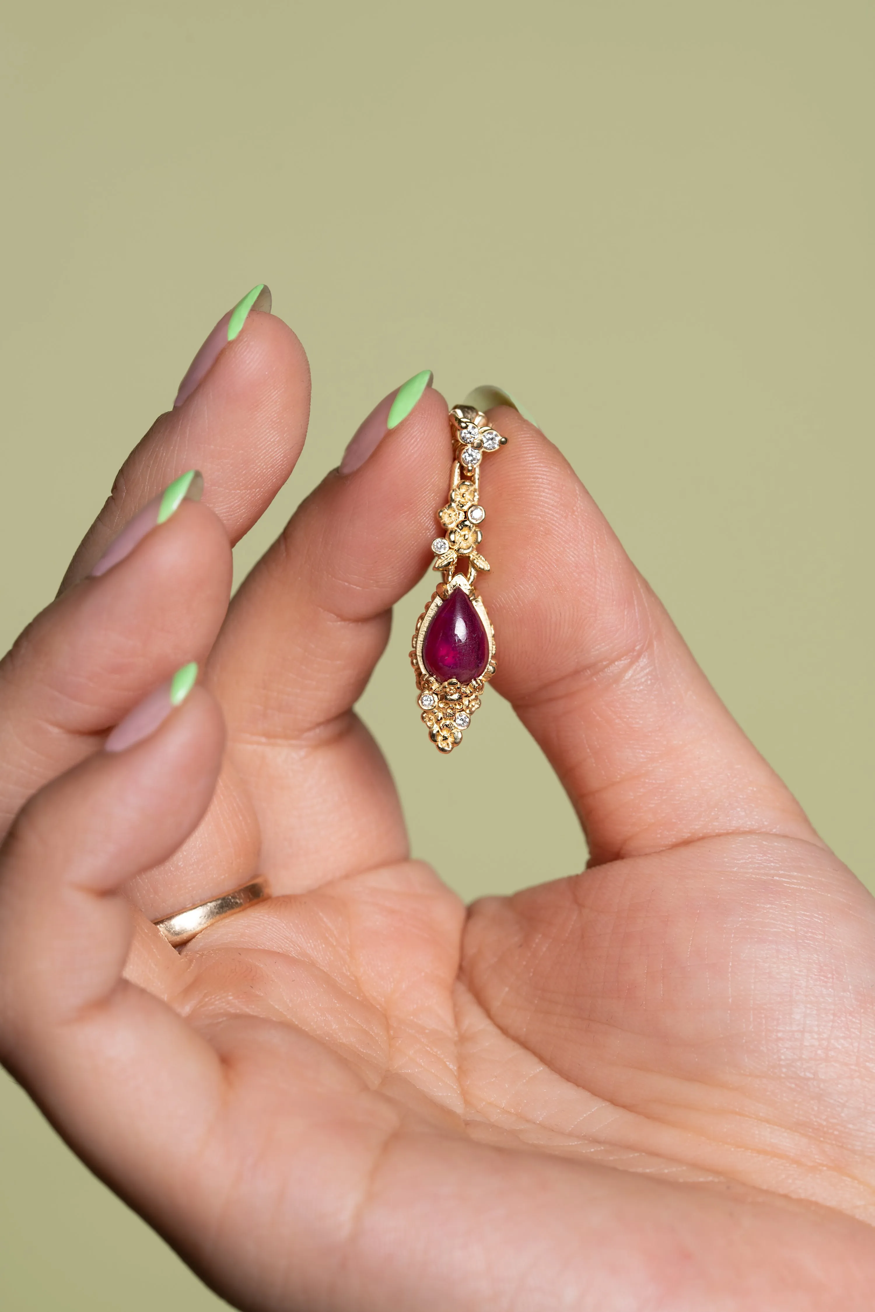 Ruby Skull Drop Earrings