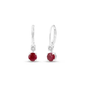 Sabel Collection White Gold Diamond and Ruby Drop Earrings