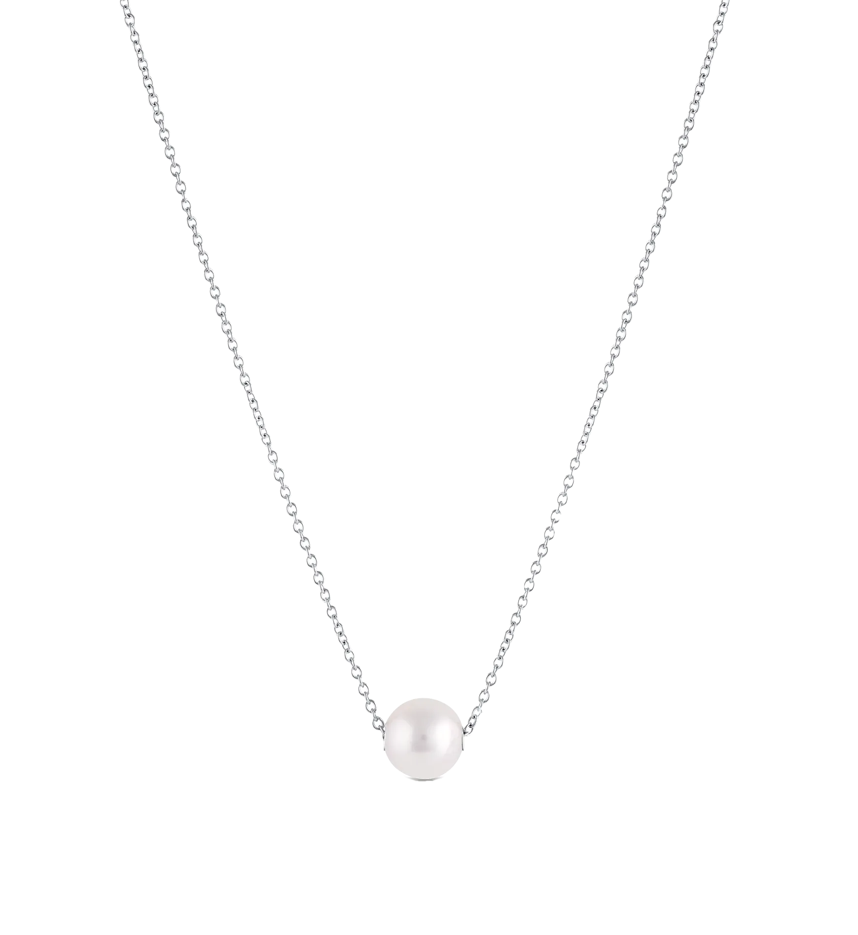 Sabel Collection White Gold Sliding Pearl Necklace
