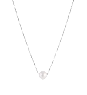 Sabel Collection White Gold Sliding Pearl Necklace