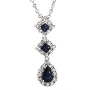 Sapphire And Diamond Chain Pendant Necklace, 18k White Gold